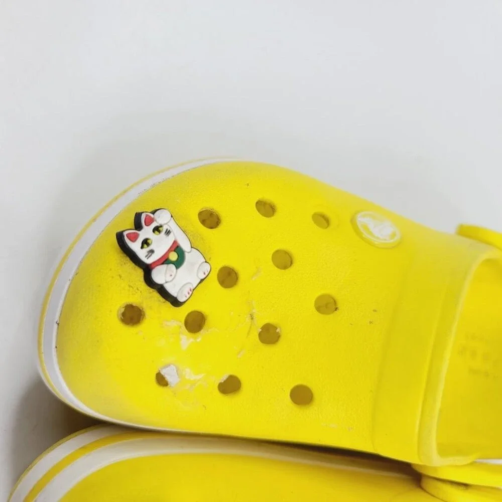 Crocs Girl's Yellow Meow Studs Adjustable Slip-On‎ Casual Clogs Size 13